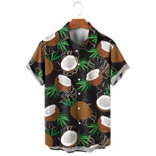 Men's Coconut and a Monstera Leaf Hawaiian Short Sleeve Shirt