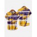 Full-Print Palms Purple & Yellow Coconut Tree Printing Men's Short Sleeve Shirt