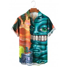 Men's Hawaiian Tiki Art Short Sleeve Shirt