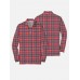 Plaid Series Red Tartan Scottish Men‘s Long Sleeve Polo